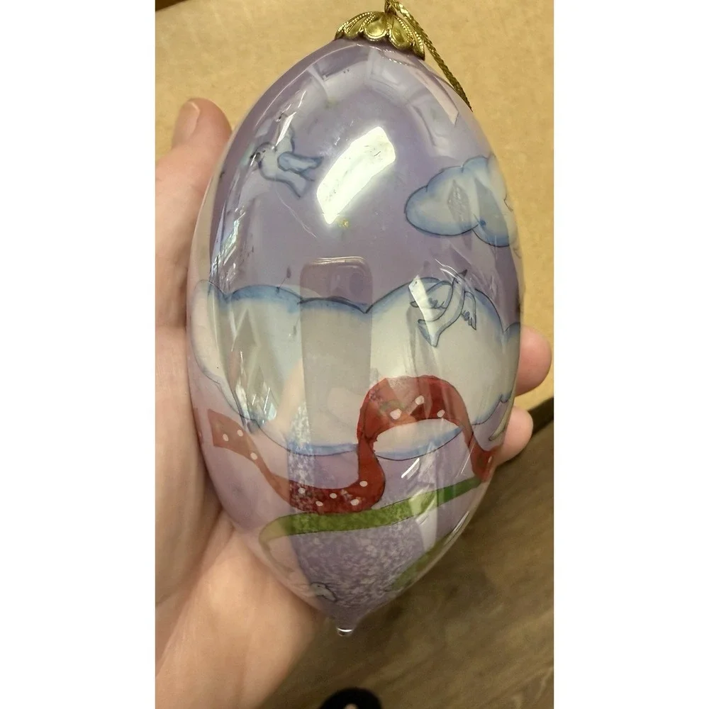 VTG Pier 1 Imports Li Bien Angel Harp Iridescent Christmas Teardrop Ornament 5
